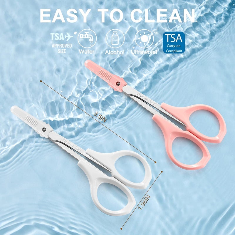 Pafason Stainless Steel Curved and Straight Beauty Cosmetic Eyebrow Grooming Scissor Set with Safety Cap for Trimming Shaping Eyelash Extensions - Image 4