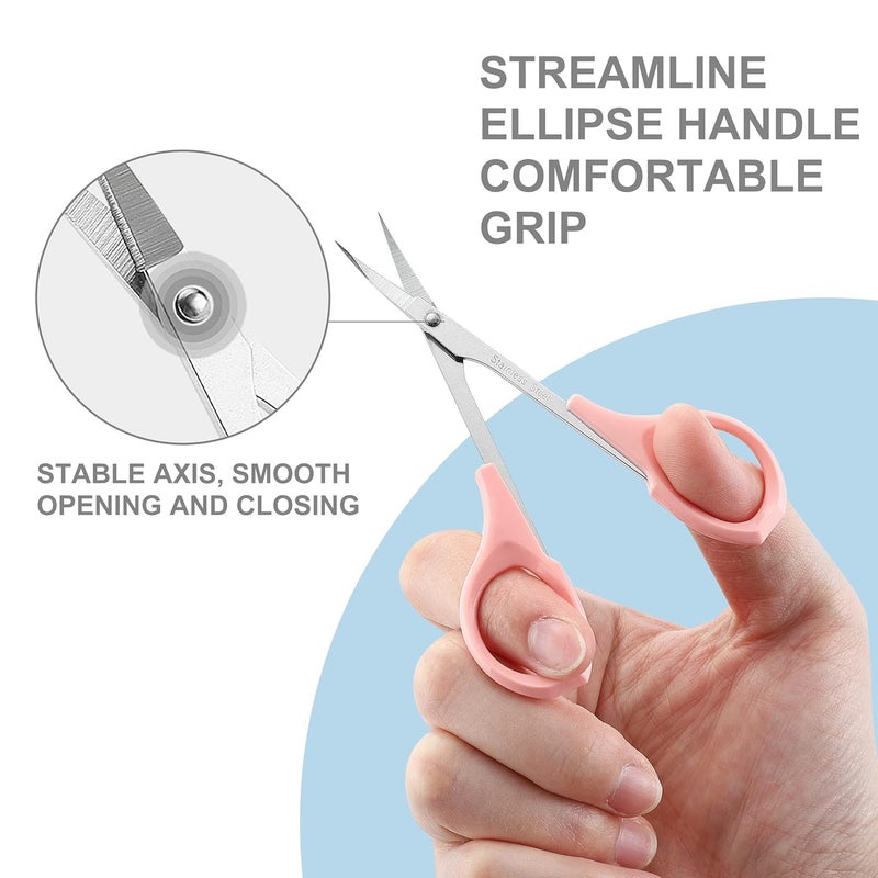 Pafason Stainless Steel Curved and Straight Beauty Cosmetic Eyebrow Grooming Scissor Set with Safety Cap for Trimming Shaping Eyelash Extensions - Image 3