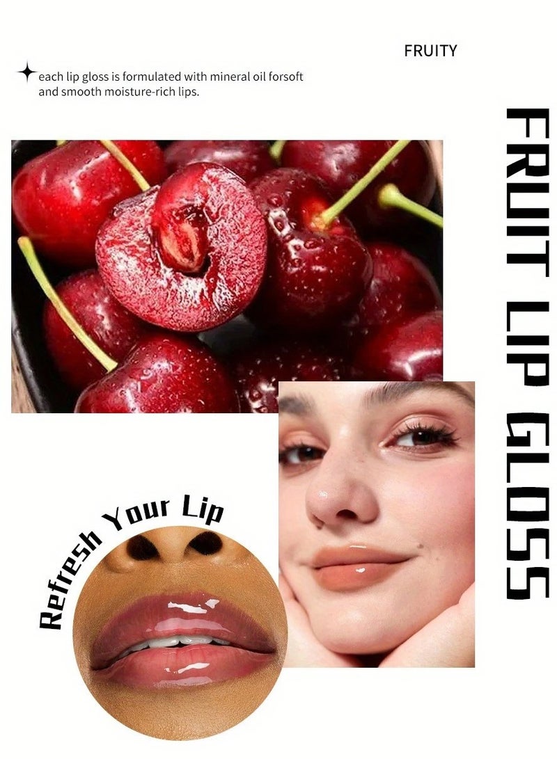 Julystar Natural Fruit Flavor Lip Oil & Gloss Set - Long-Lasting Moisturizing, Mirror Shine, Pouty Lips Effect - Vegan, Paraben-Free, Perfect for Daily Hydration & Gifts[06] - Image 2