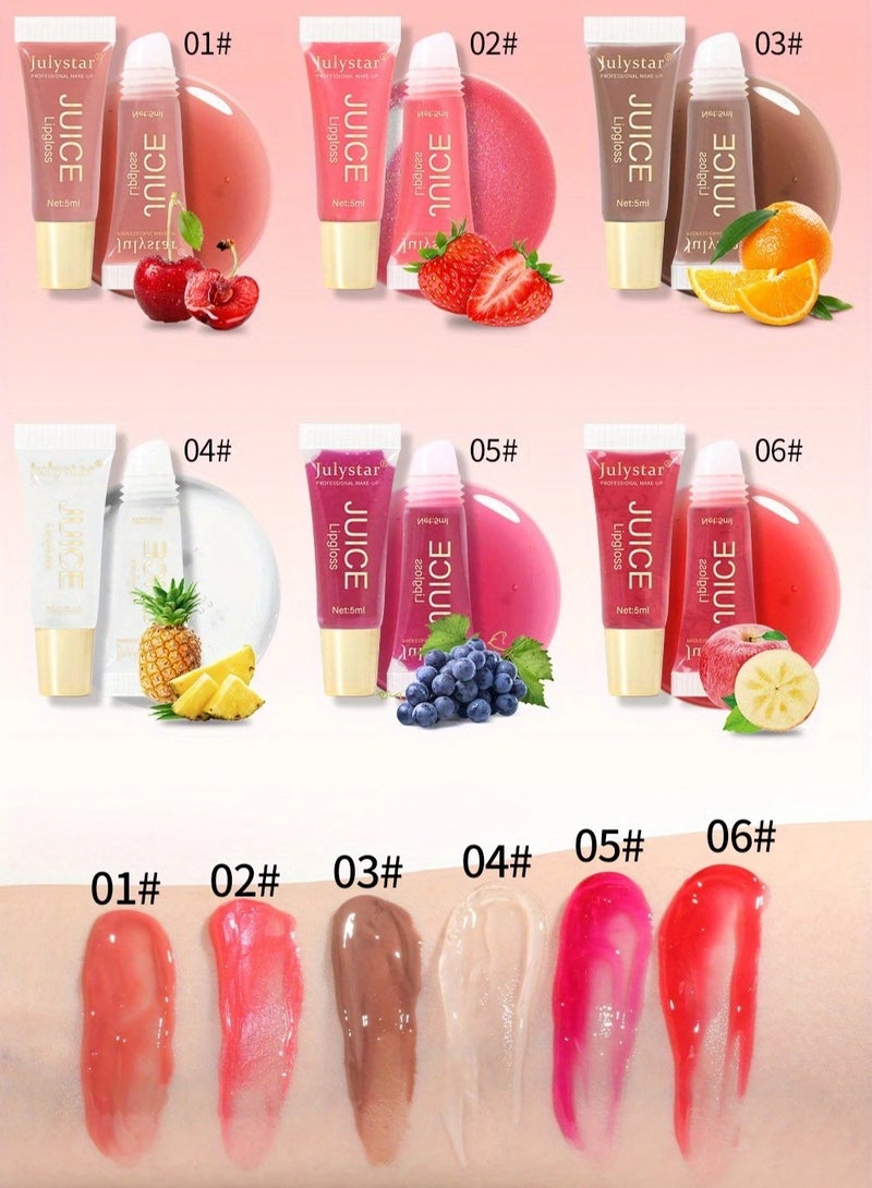Julystar Natural Fruit Flavor Lip Oil & Gloss Set - Long-Lasting Moisturizing, Mirror Shine, Pouty Lips Effect - Vegan, Paraben-Free, Perfect for Daily Hydration & Gifts[06] - Image 5