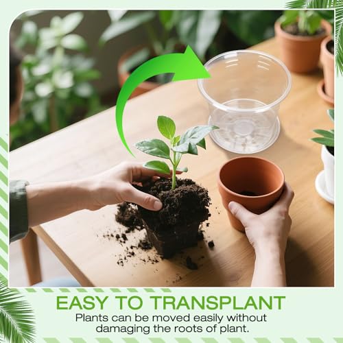 FUOAUYK 7 Inch Clear Nursery Pots with Drainage Trays, 15 Pack Plastic Pots for Plants, Clear Pot for Seed Starting, Transplanting, Succulents, and Indoor Gardening (7 inch) - Image 5