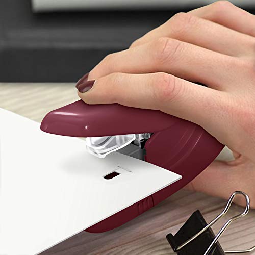 Plus Paper Clinch Compact Staple-Free Stapler, Burgundy Wine - Image 4