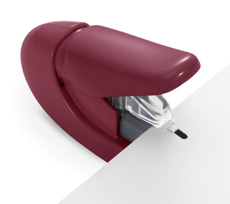 Plus Paper Clinch Compact Staple-Free Stapler, Burgundy Wine - Image 3