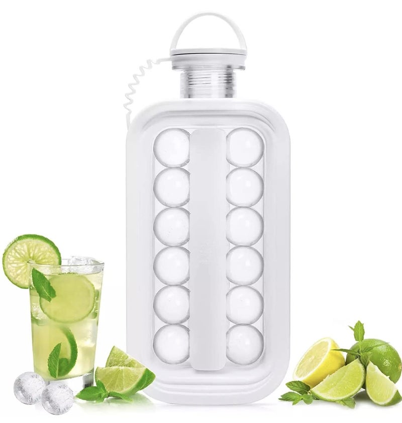 portable 2 in 1 diy leakproof bpa free pop ice cube trays molds ice ball maker bottle with lid (1) - Image 1