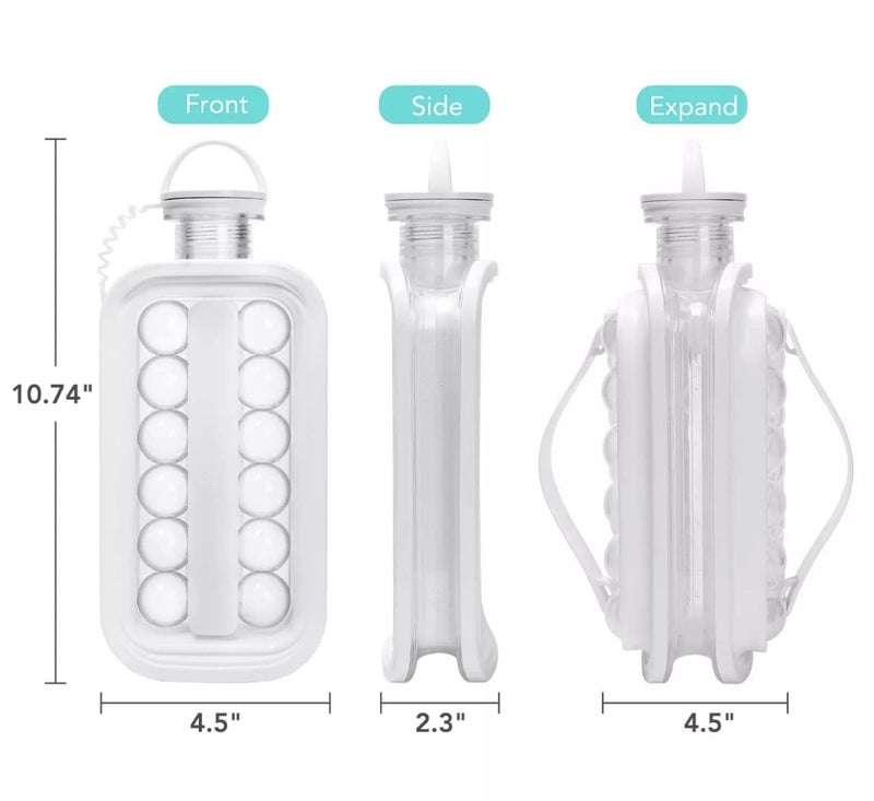 portable 2 in 1 diy leakproof bpa free pop ice cube trays molds ice ball maker bottle with lid (1) - Image 3