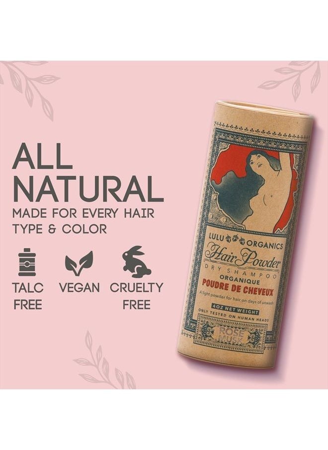 Hair Powder, All-Natural Dry Shampoo, Talc-Free Shampoo for Oily Hair, Rose Musk, 4 oz