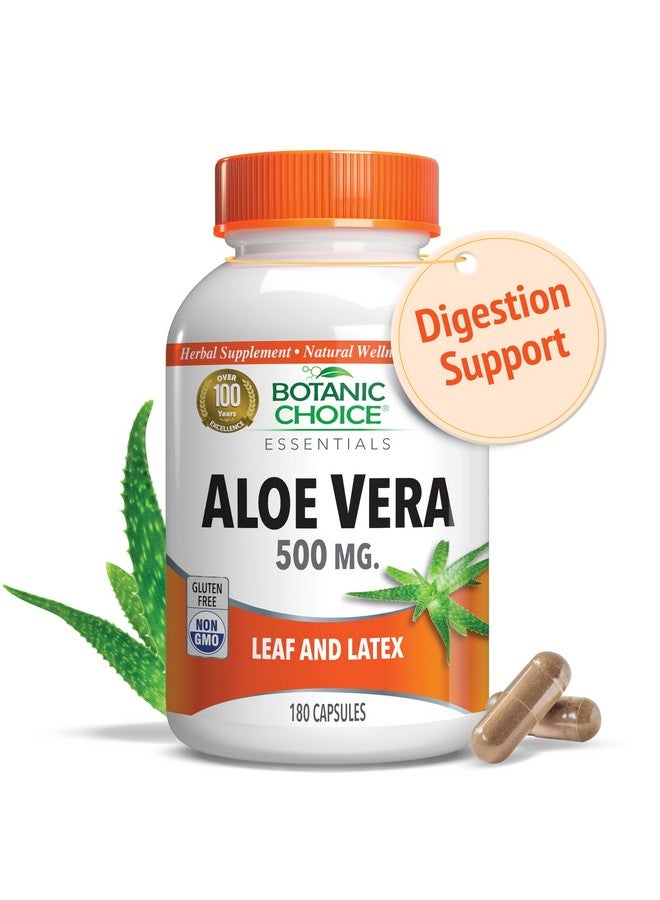 Botanic Choice Aloe Vera- Leaf and Latex, Digestive, Liver, Stomach health-Contains Amino Acids, Vitamins, Minerals, Enzymes- 500mg-Gluten Free, Non-GMO-180 capsules - Image 1