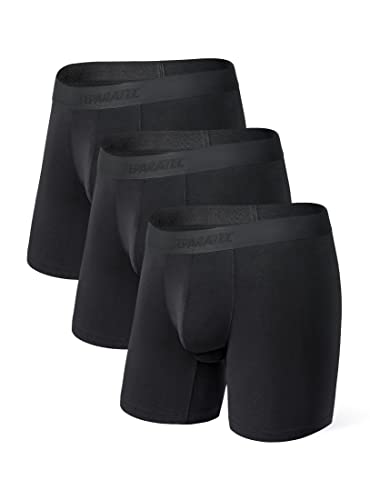 Separatec Mens Underwear with Pouch Moisture Wicking Rayon Made From Bamboo Underwear Men Breathable Boxer Briefs 3 or 6 Pack(L, Black) - Image 1