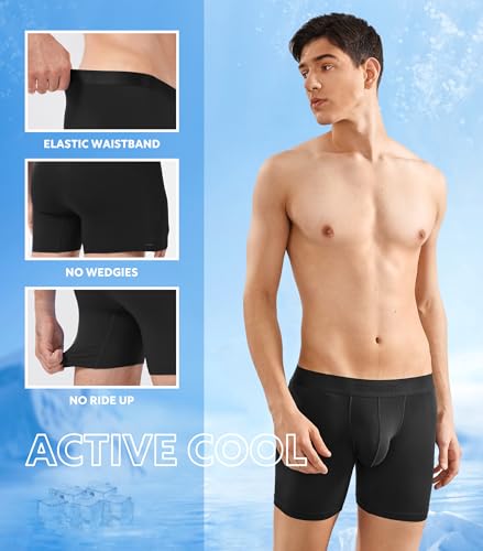 Separatec Mens Underwear with Pouch Moisture Wicking Rayon Made From Bamboo Underwear Men Breathable Boxer Briefs 3 or 6 Pack(L, Black) - Image 4