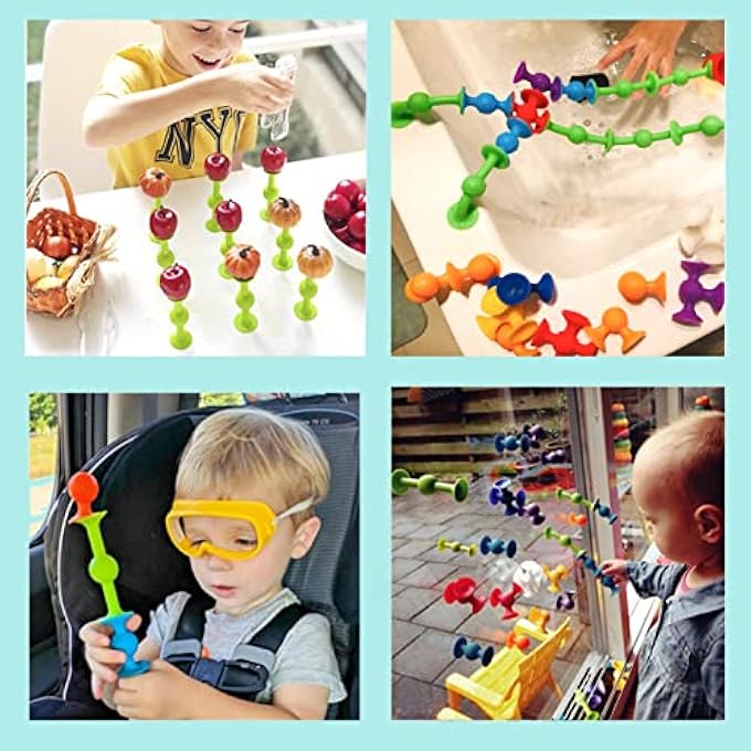 48 PIECE SUCTION CUP TOYS CONSTRUCTION SET, SILICONE BUILDING BLOCKS DIY BLOCKS TOYS - DARTS SUCKER TOYS ARE FUN BATH TOYS,SENSORY TOY FOR TODDLERS 3 YEAR OLD BOYS AND GIRLS - Image 3