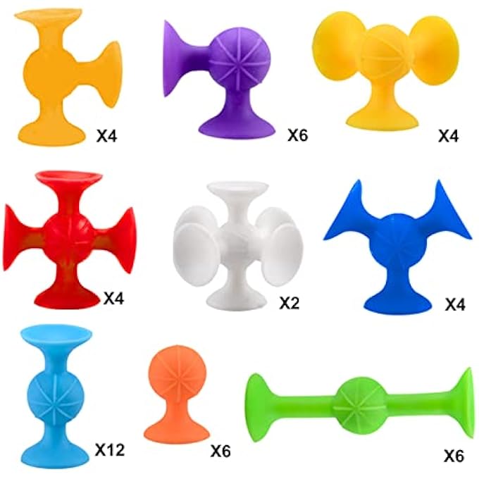 48 PIECE SUCTION CUP TOYS CONSTRUCTION SET, SILICONE BUILDING BLOCKS DIY BLOCKS TOYS - DARTS SUCKER TOYS ARE FUN BATH TOYS,SENSORY TOY FOR TODDLERS 3 YEAR OLD BOYS AND GIRLS - Image 4