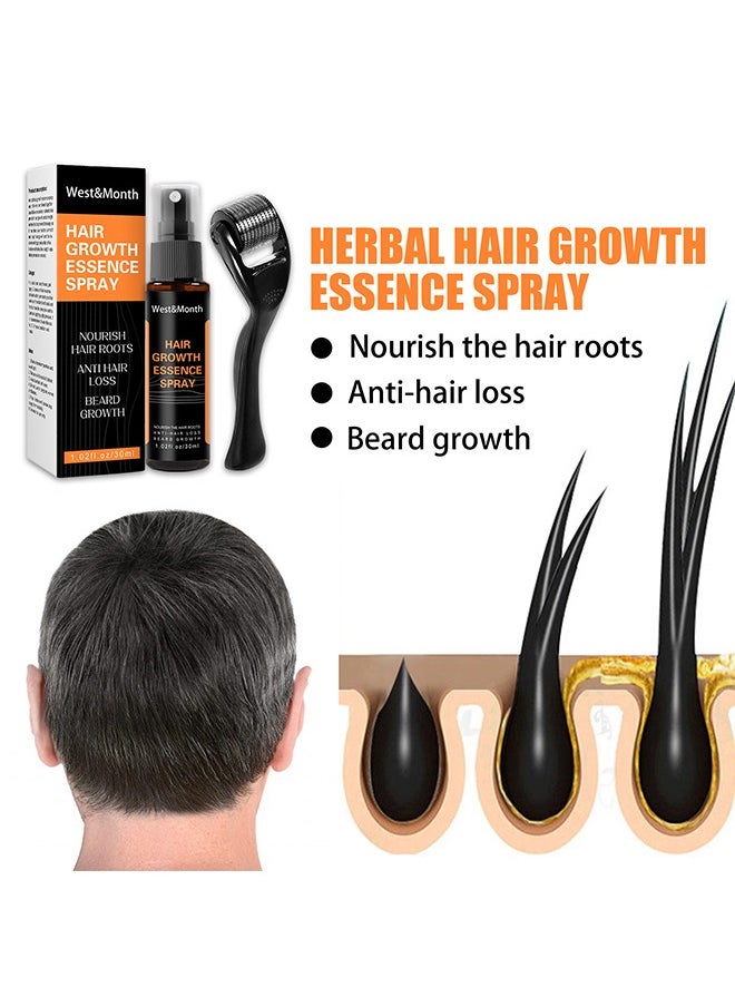 West&Month Hair Growth Essence Spray - Anti-Slip Hair Nourishing Growth Liquid Thickening Hairline Essence Spray With Microne Roller 30ml  - Image 3
