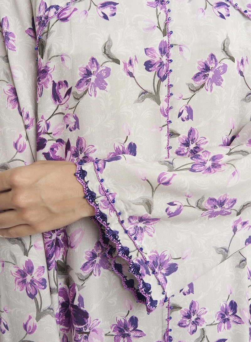 KASHKHA Rayon Digital Floral Print Jalabiya