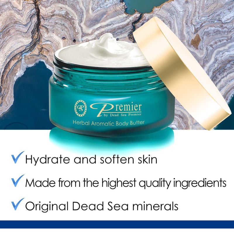 Premier Dead Sea Body Butter for Women & Men - Shea Butter Moisturizer for Dry Skin, Firming Body Cream with Dead Sea Minerals, Natural Hand Moisturizer, Anti-Aging (Herbal, 5.95 Fl Oz) - Image 2