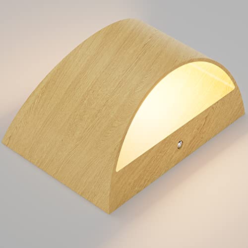 Aipsun Aluminum Modern Wall Light Fixtures 1 Pack Indoor LED Wall Sconce Hardwired Wood Texture Up and Down Wall Mount Light for Living Room Bedroom Hallway Corridor 3000K(with G9 Bulbs) - Image 3