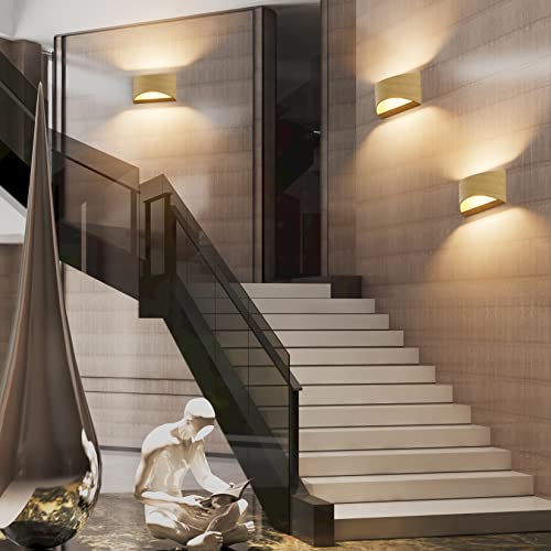 Aipsun Aluminum Modern Wall Light Fixtures 1 Pack Indoor LED Wall Sconce Hardwired Wood Texture Up and Down Wall Mount Light for Living Room Bedroom Hallway Corridor 3000K(with G9 Bulbs) - Image 4