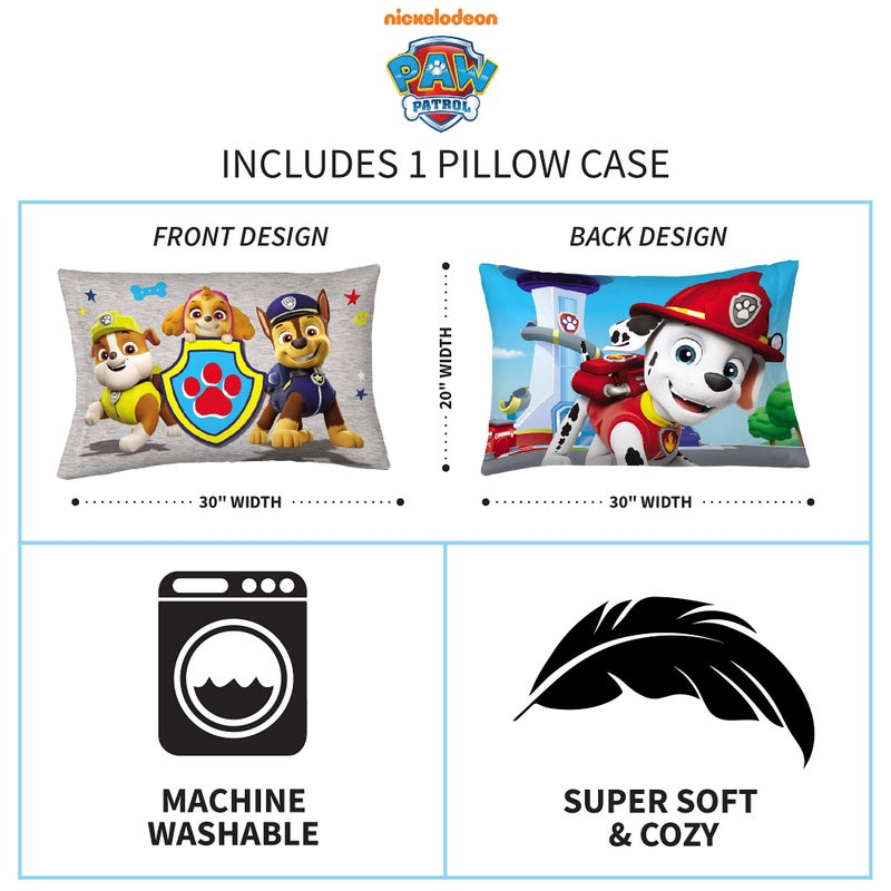 Franco Kids Bedding Super Soft Microfiber Reversible Pillowcase, 20 in x 30 in, Paw Patrol (Prints may vary) - Image 3