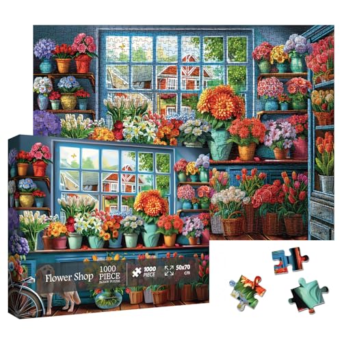 Larkipuzz Colorful Flower Jigsaw Puzzle 1000 Piece for Adult Dog Funny Pretty Sunflower Jigsaw Puzzles Art Plant Rainbow Beautiful Floral Puzzle - Image 5