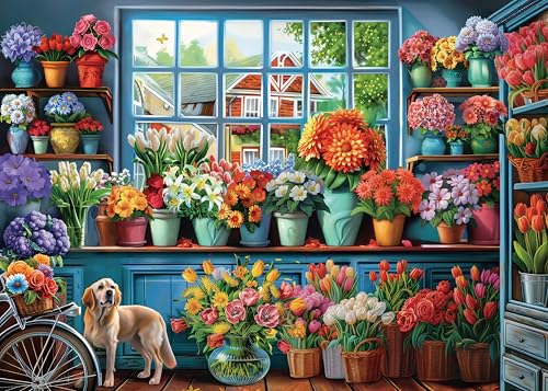 Larkipuzz Colorful Flower Jigsaw Puzzle 1000 Piece for Adult Dog Funny Pretty Sunflower Jigsaw Puzzles Art Plant Rainbow Beautiful Floral Puzzle - Image 1