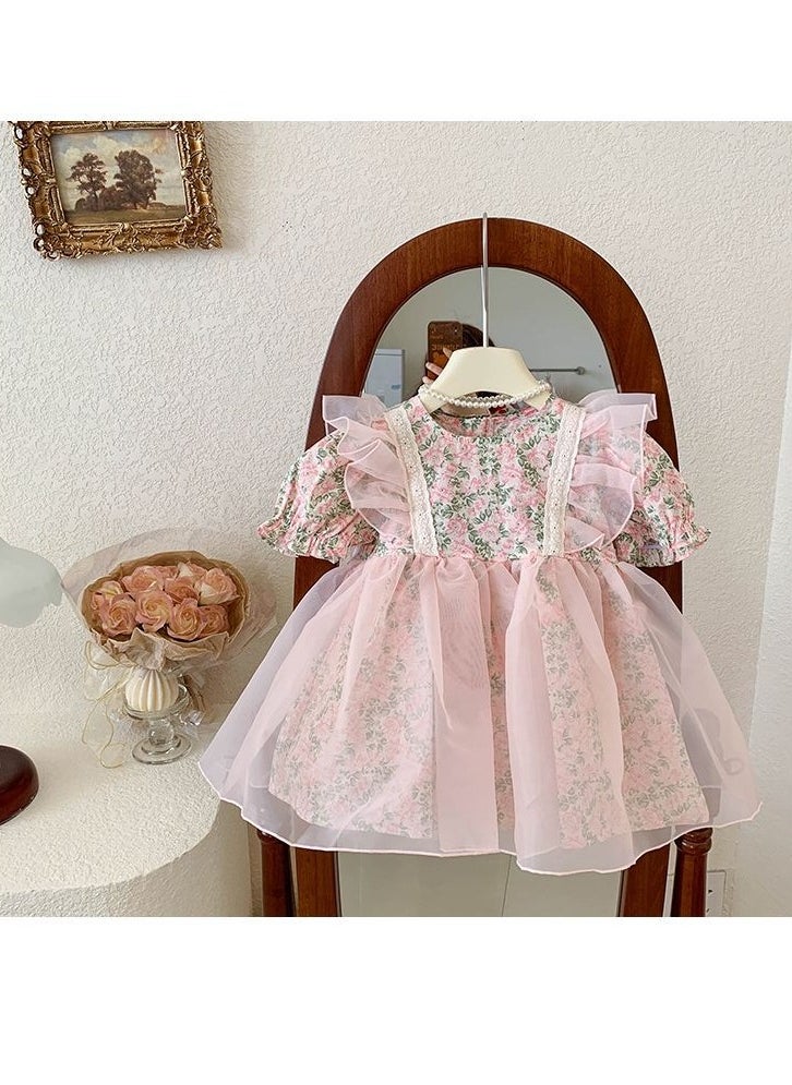Generic Baby Girl Puff Sleeve Summer Dress – Korean Style Toddler Outfit, Breathable Casual Dress, Baby Gift Set, Newborn Baby Clothes – 90cm  - Image 2