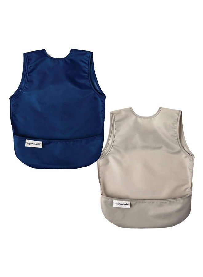 Tiny Twinkle Mess Proof Apron Toddler Bibs W;Tug Proof Closure Baby Food Bibs 2 Pack (Grey Indigo Large 2 4 Years) - Image 1
