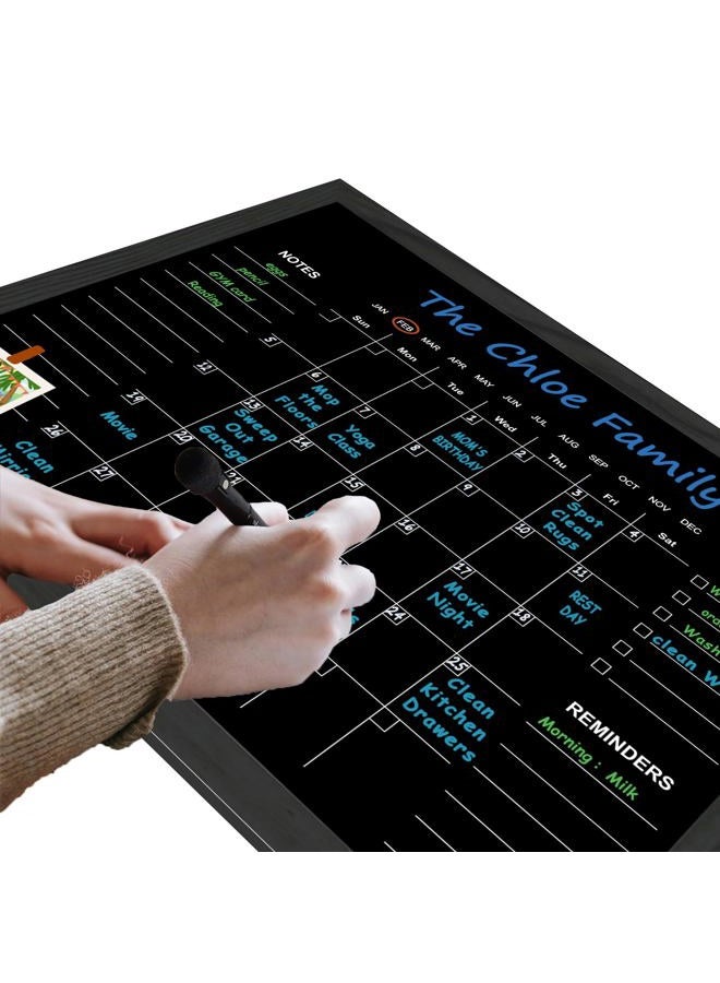 TORASO Chalkboard Calendar, 13” × 17“ Small Size Calendar Magnetic Chalk Board, Monthly and Weekly Chalkboard, Family Planner(Family-HB-3343) - Image 2