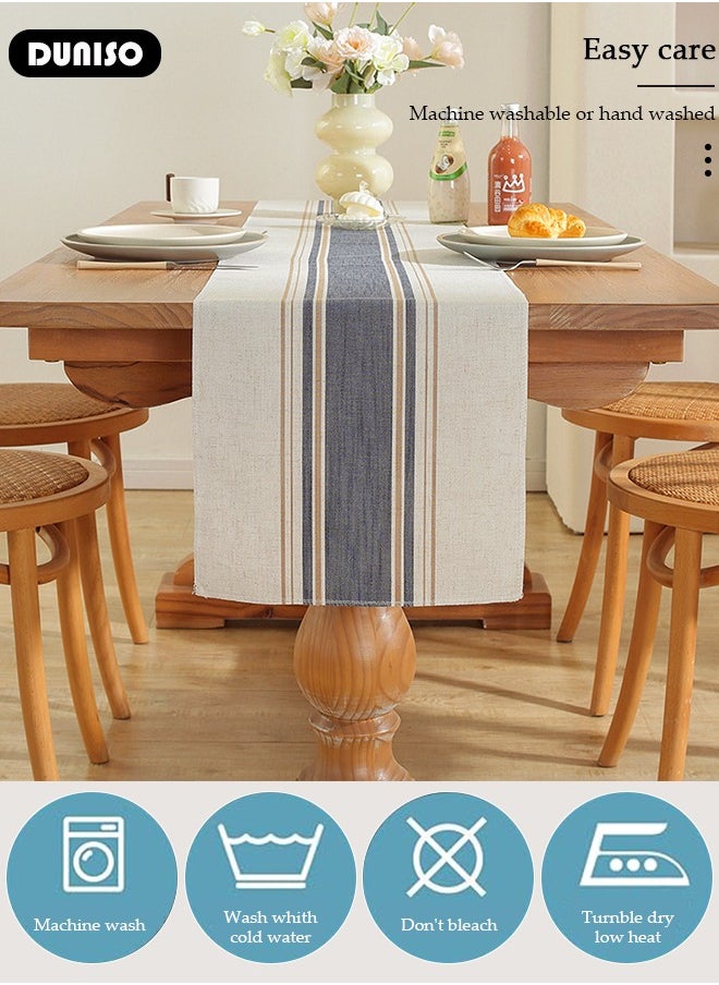DUNISO Table Runner, 30*180 CM Boho Table Runner for Modern Farmhouse Decor, Natural Cotton Woven Runner with Tassels for Wedding Party Farmhouse Dining Table Decor  - Image 2