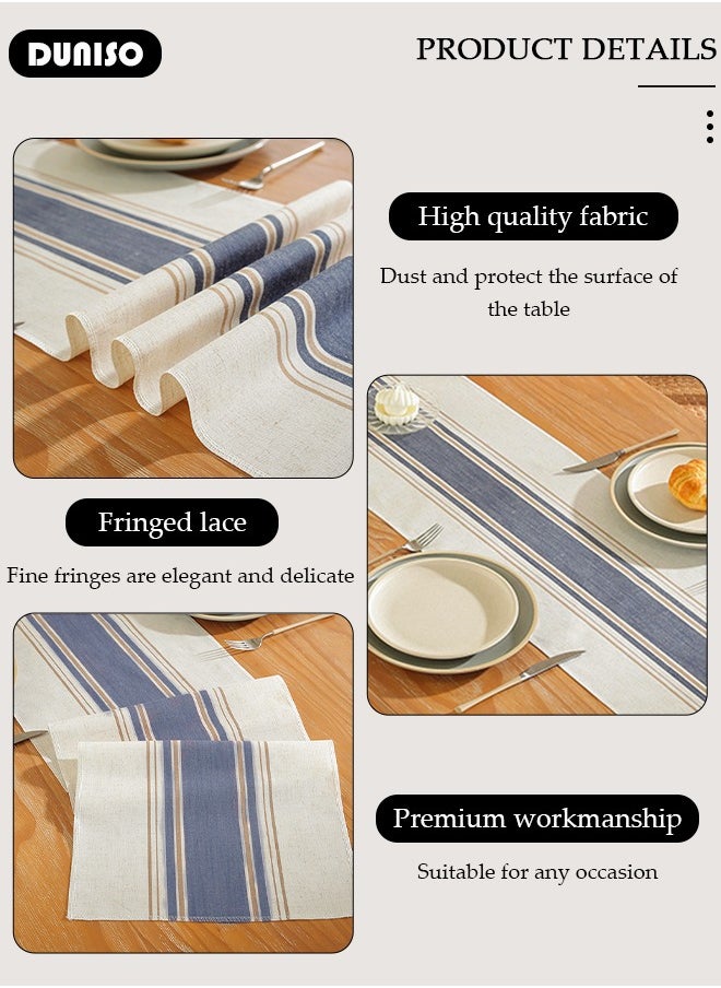 DUNISO Table Runner, 30*180 CM Boho Table Runner for Modern Farmhouse Decor, Natural Cotton Woven Runner with Tassels for Wedding Party Farmhouse Dining Table Decor  - Image 3