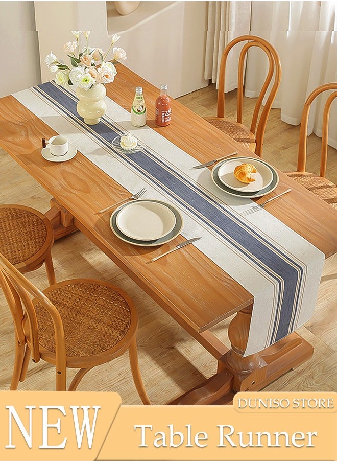 DUNISO Table Runner, 30*180 CM Boho Table Runner for Modern Farmhouse Decor, Natural Cotton Woven Runner with Tassels for Wedding Party Farmhouse Dining Table Decor  - Image 1