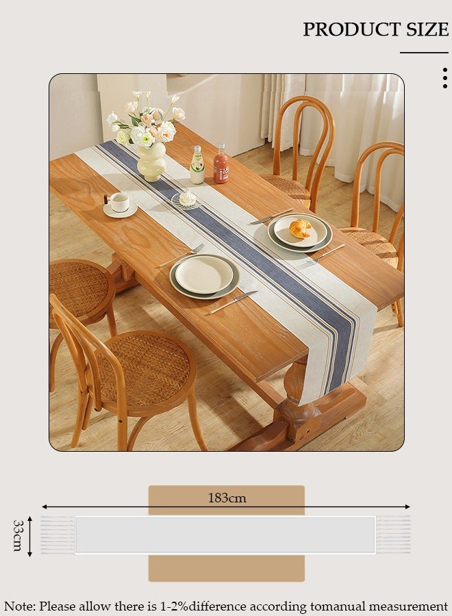 DUNISO Table Runner, 33*183 CM Boho Table Runner for Modern Farmhouse Decor, Natural Cotton Woven Runner with Tassels for Wedding Party Farmhouse Dining Table Decor - Image 2