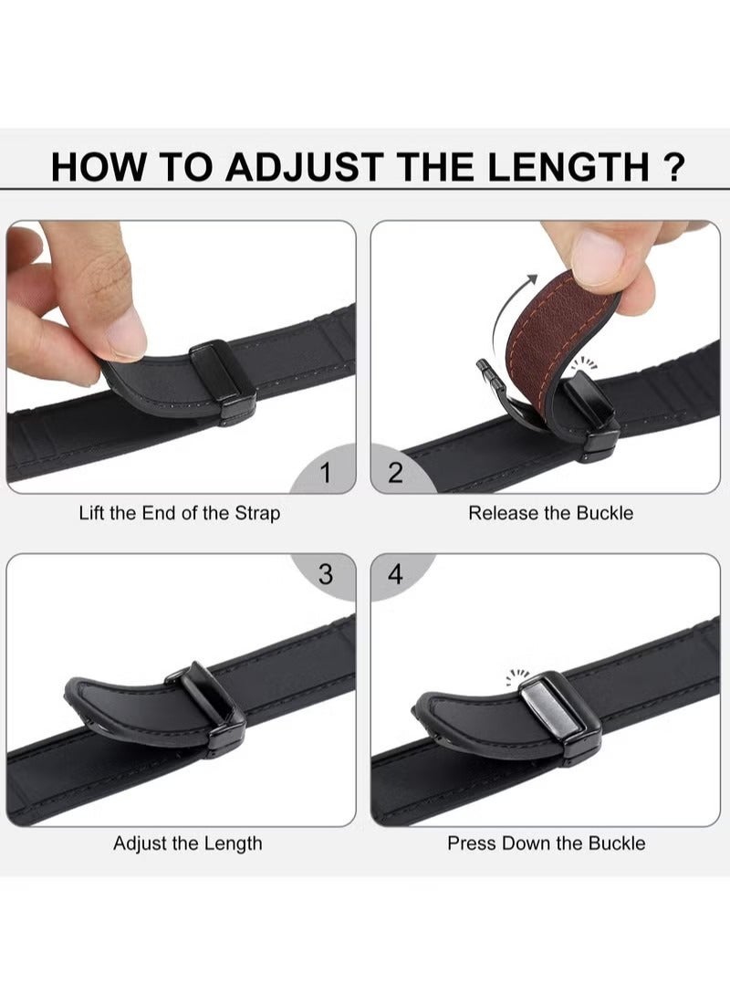 Magnetic Leather Watch Band for  Ultra, 49mm 45mm 44mm 42mm, Magnetic Buckle Replacement Genuine Leather Strap for Apple Watch Series, Brown  - Image 4