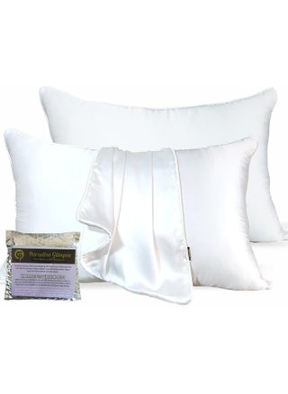 PARADISE GLIMPSE 100% Pure Mulberry Silk Pillowcase 19 momme other side Cotton Pillowcover Self Piping Hidden Zipper Good For Skin and Hair Anti Aging 1 Pillowcase (White, Silk + Cotton) - pzsku/Z378E4990D90B0796B462Z/45/_/1732089730/01dca241-0c41-4b14-a0ed-15c7c1fba046