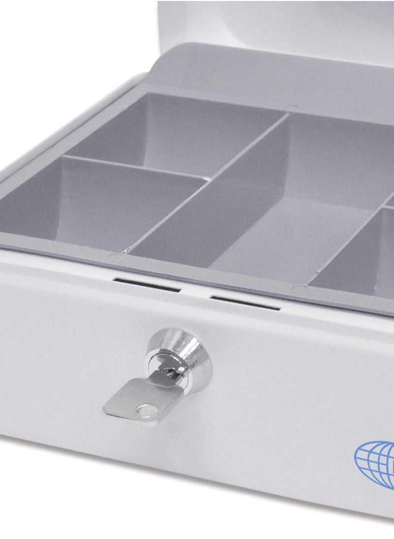 FIS FIS Cash Box Steel White Color With key lock, 200 x 160 x 90 mm, 8 Inch Lock Size - FSCPTS0032WT  - Image 3