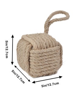 Generic Rope Knot Door Stops, Decorative Nautical Door Stopper Handmade with Handle, Jute Weighted Interior Doorstop Sailor Knot for Door and Window, Stop Wedge, Square (5"x5”, 4.4lbs)  - Image 3