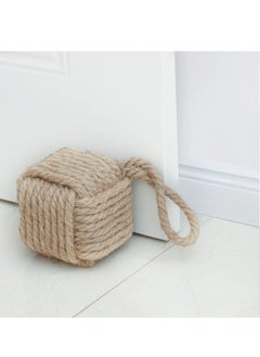 Generic Rope Knot Door Stops, Decorative Nautical Door Stopper Handmade with Handle, Jute Weighted Interior Doorstop Sailor Knot for Door and Window, Stop Wedge, Square (5"x5”, 4.4lbs)  - Image 1