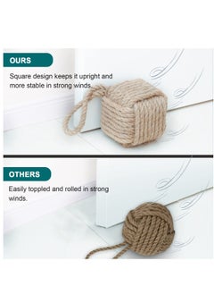 Generic Rope Knot Door Stops, Decorative Nautical Door Stopper Handmade with Handle, Jute Weighted Interior Doorstop Sailor Knot for Door and Window, Stop Wedge, Square (5"x5”, 4.4lbs)  - Image 5