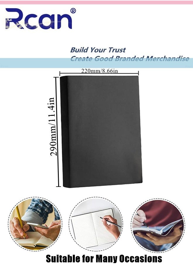 Rcan - A4 Notebook Thickened 416 Pages Pu Leather Soft Cover Large Ultra Thick Diary Horizontal Line Retro Solid Color Notepad Meeting Record Book Suitable for Business Office School Student Family Writing - Image 1