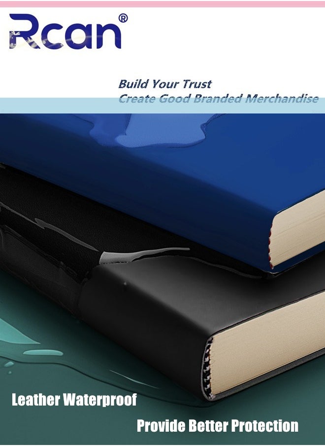 Rcan - A4 Notebook Thickened 416 Pages Pu Leather Soft Cover Large Ultra Thick Diary Horizontal Line Retro Solid Color Notepad Meeting Record Book Suitable for Business Office School Student Family Writing - Image 1