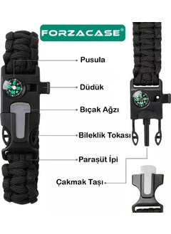 Multi-Purpose Parachute Rope Bracelet with Compass and Pressure Survival Bracelet - FC657