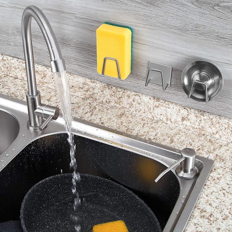 Dkriva Hanging Hooks | Self Adhesive Hooks | Adhesive Hooks for Hanging | Removable Wall Hooks | Bathroom Door Hooks | Mug Hooks | Sink Sponge Holders for Kitchen Sink(6 PCS) - Image 2