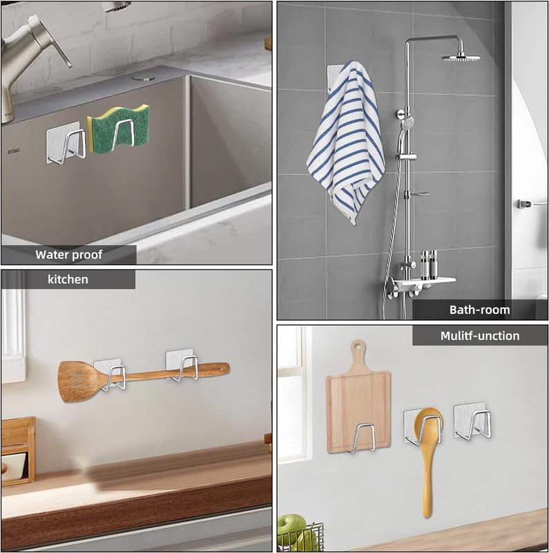 Dkriva Hanging Hooks | Self Adhesive Hooks | Adhesive Hooks for Hanging | Removable Wall Hooks | Bathroom Door Hooks | Mug Hooks | Sink Sponge Holders for Kitchen Sink(6 PCS) - Image 5