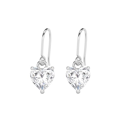 CLARA 925 Sterling Silver Heart's Desire Solitaire Dangle Drop Earrings | Platinum Plated, Swiss Zirconia |Gift for Women and Girls - Image 1