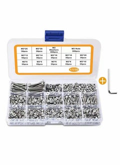 1110pcs M3 Stainless Steel Screws Bolts Nuts Lock and Flat Gasket Washers Assortment Kit Precise Metric Screws and Nuts Set with 1Piece Hex Keys for Free included Tool Box