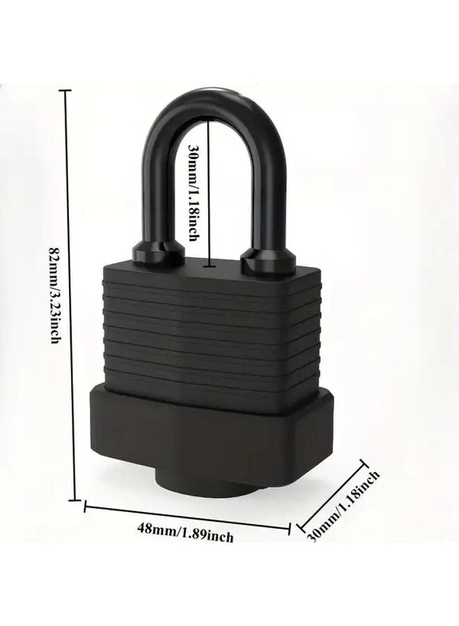 Heavy Duty Waterproof Rustproof Steel Padlock Black Short Shackle With 2 Keys - Image 1