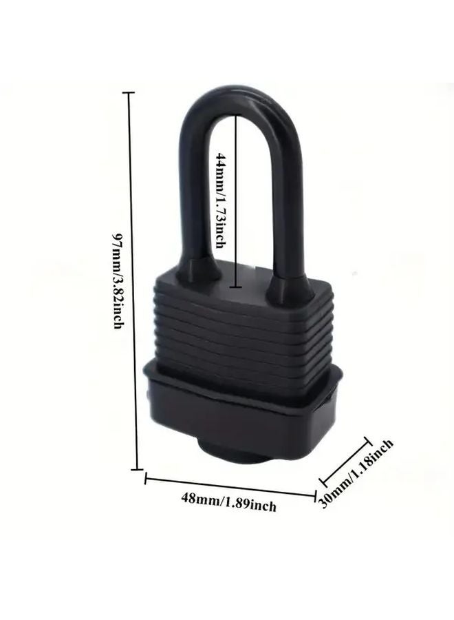 Heavy Duty Waterproof Rustproof Steel Padlock Black Short Shackle With 2 Keys - Image 5
