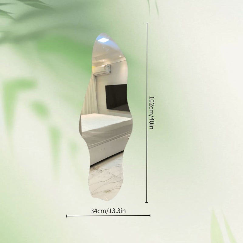 Self Adhesive Acrylic Decorative Mirror Easy To Install Without Drilling Space Saving Wall Mounted Design For Bathroom Hallway Wardrobe Bedroom Door 40 16 Inch By 13 39 Inch - Image 4