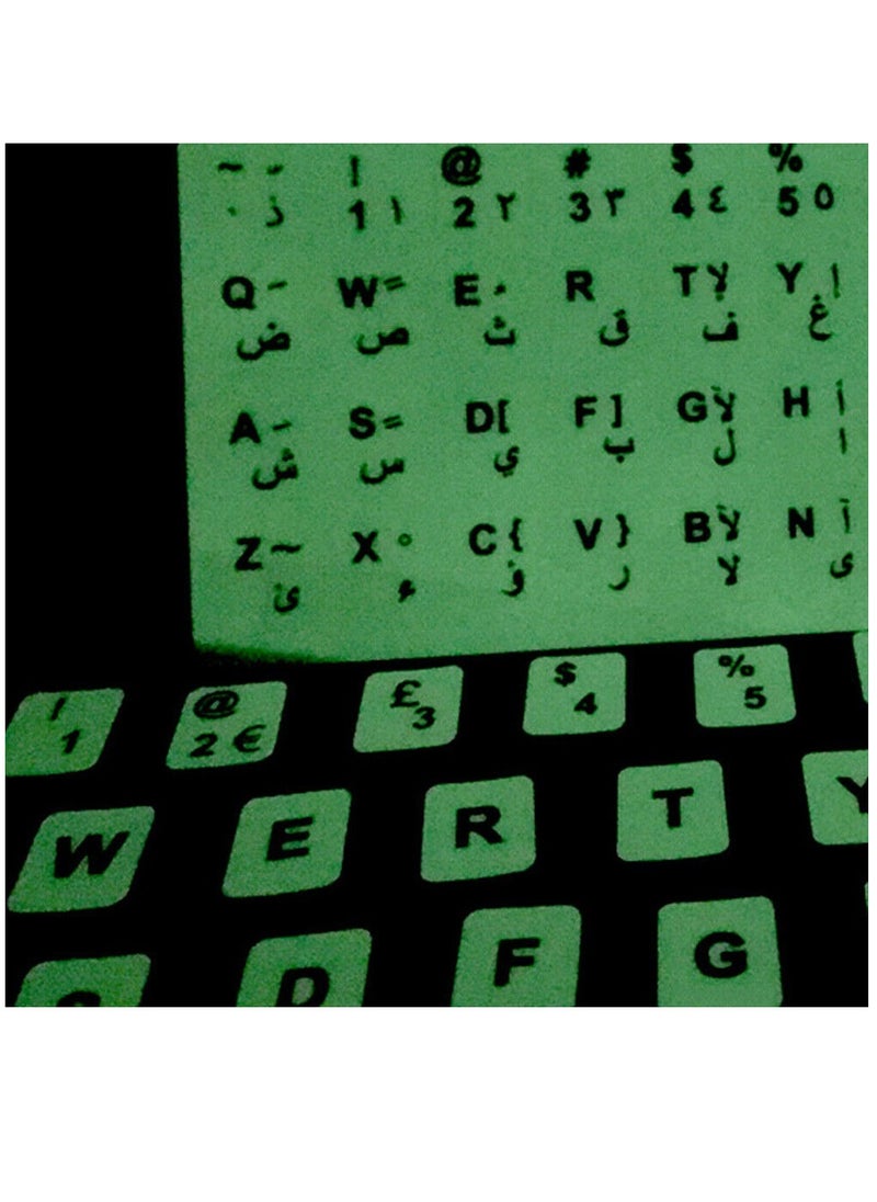 Generic - 1 Sheet Universal Arabic Keyboard Sticker Glow in The Dark Luminous Arabic English Keyboard Decal for Computer - Image 1