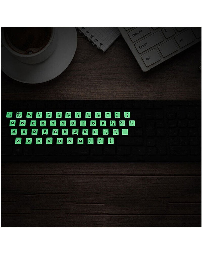 Generic - 1 Sheet Universal Arabic Keyboard Sticker Glow in The Dark Luminous Arabic English Keyboard Decal for Computer - Image 1