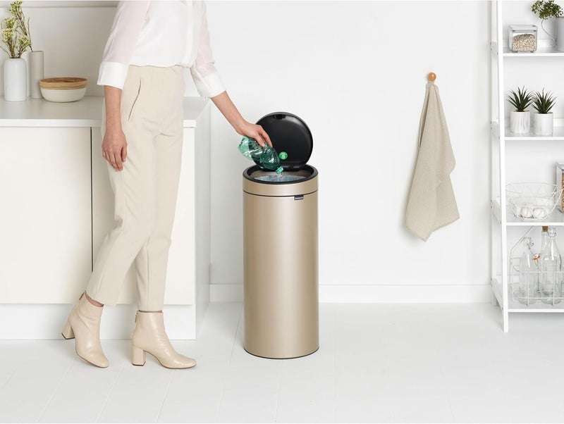 Brabantia 30L Kitchen Touch Bin with Removable Lid, Soft-Touch Open, Easy Clean, Metallic Gold - Image 2