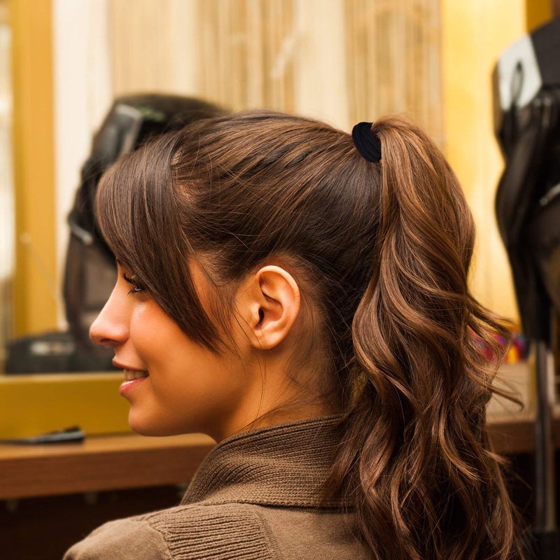 eBoot 20 Pieces Large Stretch Hair Ties Hair Bands Ponytail Holders Headband for Thick Heavy and Curly Hair (Black, 5 cm in Diameter, 1 cm in Width) - Image 5